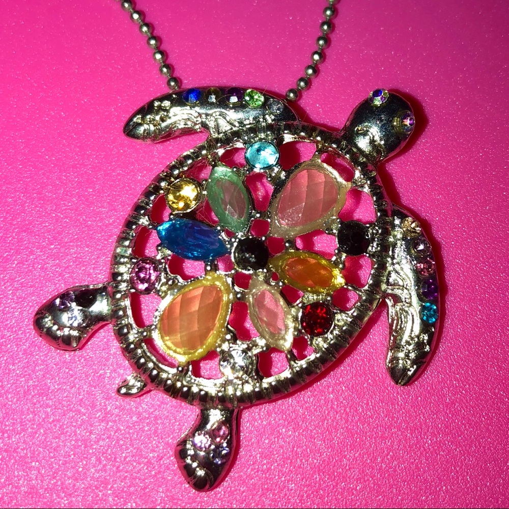 Multicolor Turtle Gem Necklace
